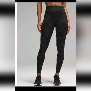 Lululemon Womens Wunder Train High-Rise Tight 28" In Black And Gray Camo 6